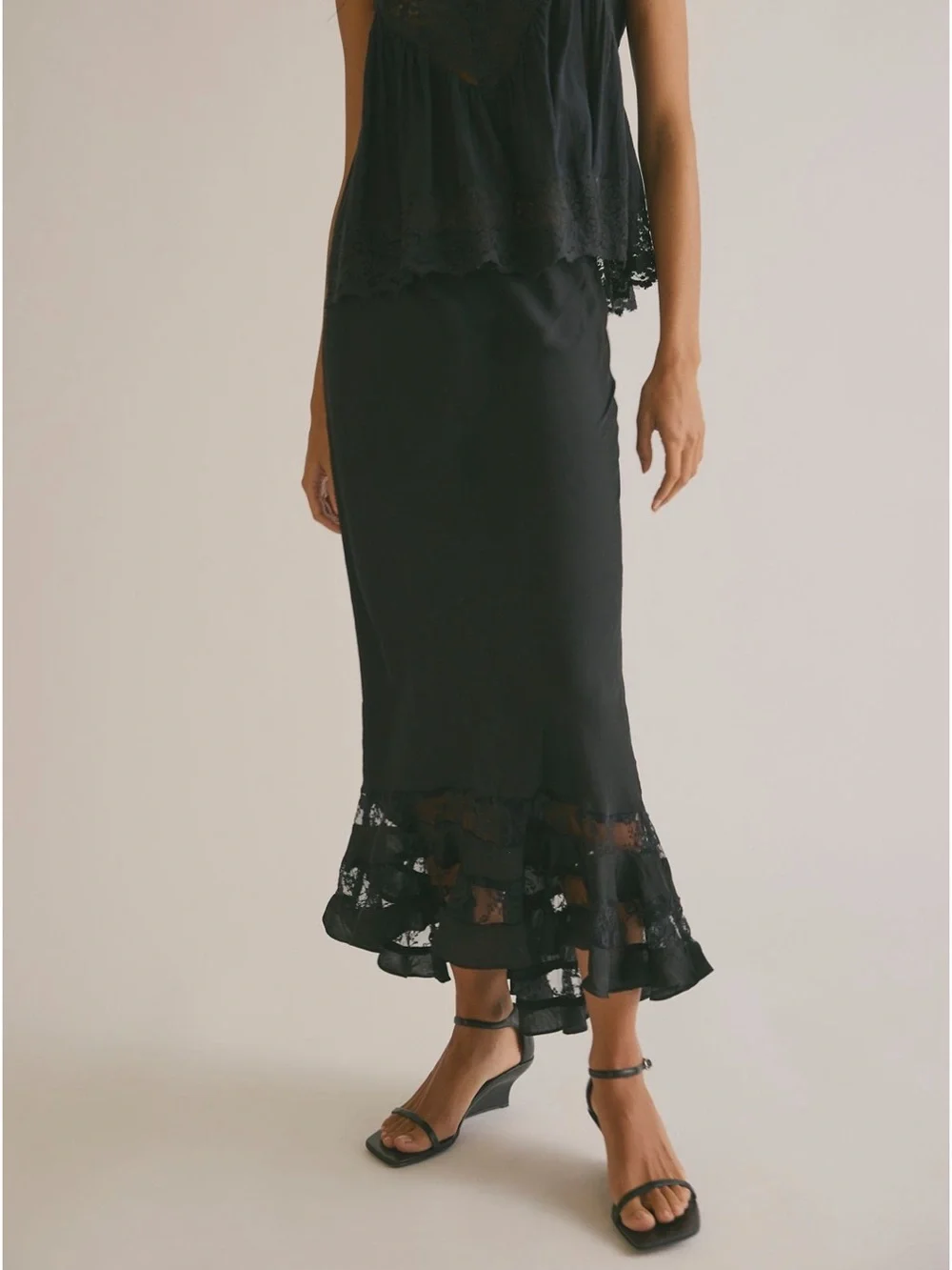 FP Long Lost Lover MIDI slip skirt in Black